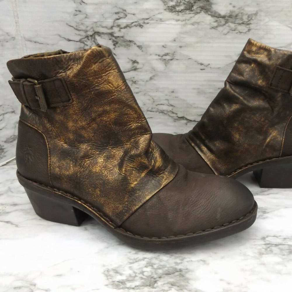 NEW FLY London Leather Block Heel Boots Dape